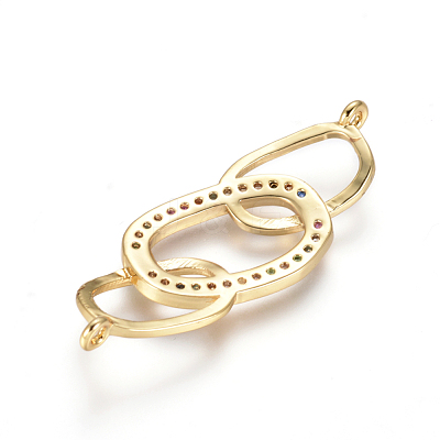 Brass Micro Pave Cubic Zirconia Links Connectors ZIRC-L085-10G-1
