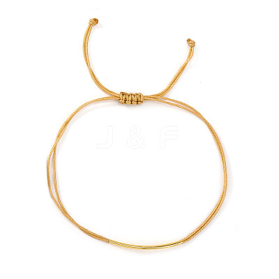 Adjustable Brass Curved Tube Woven Cord Braided Bead Bracelets WG4426-6-1