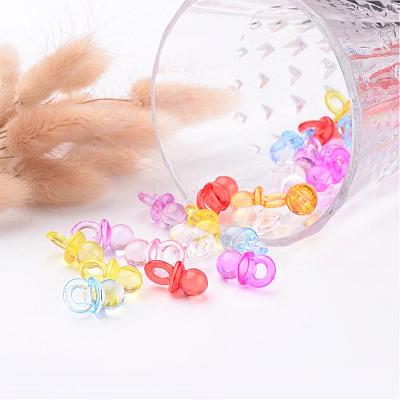 Mixed Color Transparent Acrylic Baby Pacifier Pendants X-TACR-R16-M-1
