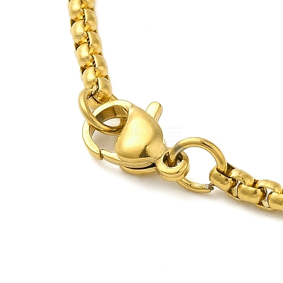 201 Stainless Steel Box Chain Rectangle with Muslim Islam Allah Pendant Necklaces NJEW-M008-04G-1
