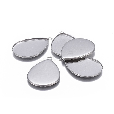 Tarnish Resistant 304 Stainless Steel Pendant Cabochon Settings X-STAS-P236-42P-1