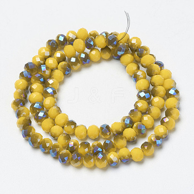 Electroplate Opaque Solid Color Glass Beads Strands EGLA-A034-P4mm-I15-1