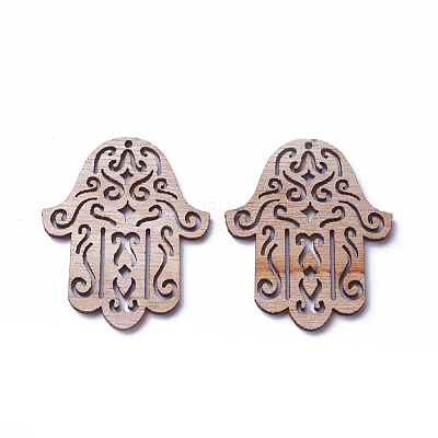 Undyed Wood Pendants WOOD-I004-44-1