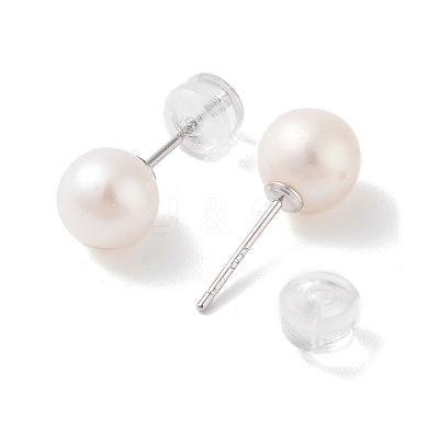 Natural Pearl Stud Earrings for Women EJEW-C082-11B-P-1