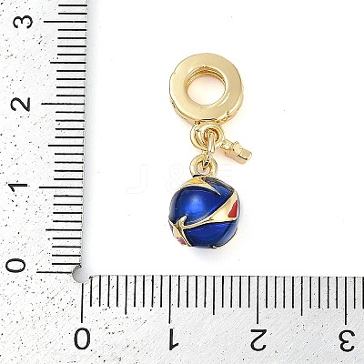 Rack Plating Brass Enamel Sports European Dangle Charms KK-P287-35D-G-1