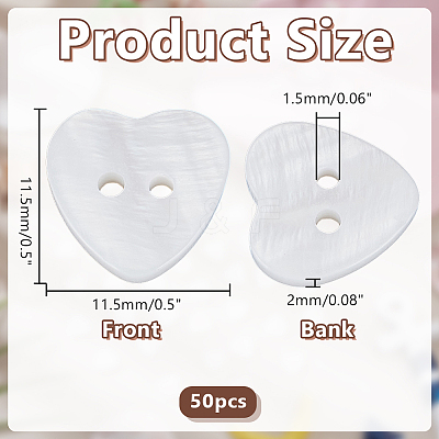 50Pcs 2-Hole Natural Shell Buttons BUTT-AR0001-24-1