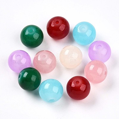 Baking Paint Imitation Jade Glass Beads DGLA-Q021-10mm-M-1