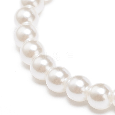 ABS Plastic Imitation Pearl Beaded Stretch Bracelet with Alloy Enamel Charms for Kids BJEW-JB08524-01-1