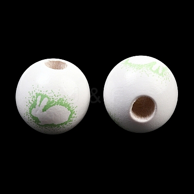 Printed Wood European Beads WOOD-G029-03B-1
