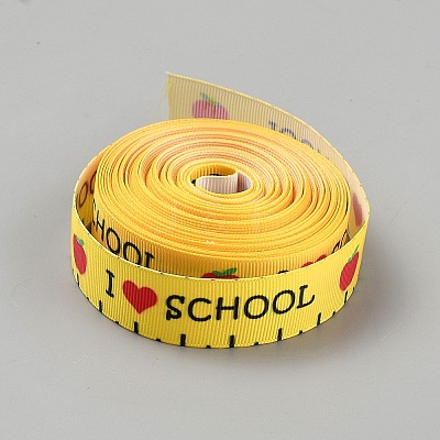 School Season Theme Polyester Printed Grosgrain Ribbon OCOR-WH20006-20D-1