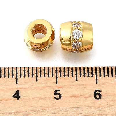 Brass Micro Pave Clear Cubic Zirconia Beads KK-XCP0001-93G-1