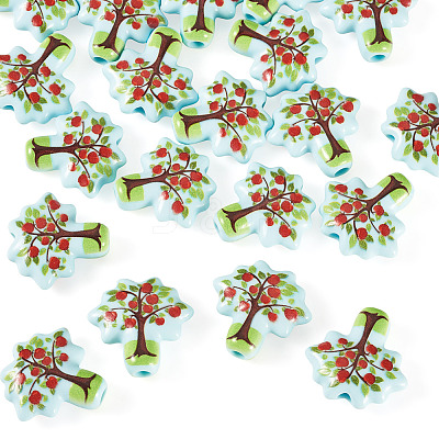 20pCS Printed Opaque Acrylic Beads OACR-TA0004-75A-1