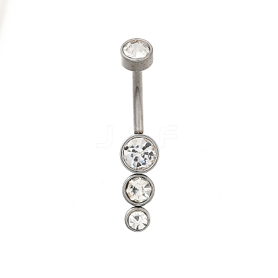 304 Stainless Steel Clear Cubic Zirconia Curved Barbell Belly Button Rings AJEW-D306-03P-05-1