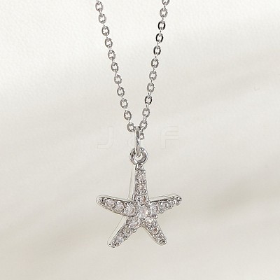 Ocean Summer Brass Pave Clear Cubic Zirconia Pendant Necklaces FS-WG82AA1-15-1