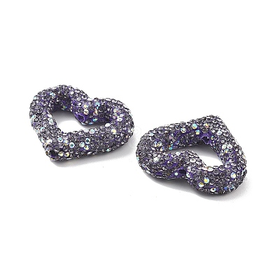 Heart Shape Polymer Clay Rhinestone Beads CLAY-NH0001-09B-03-1