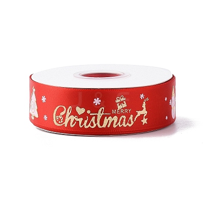 25 Yards Christmas Theme Printed Polyester Ribbon OCOR-C004-04E-1