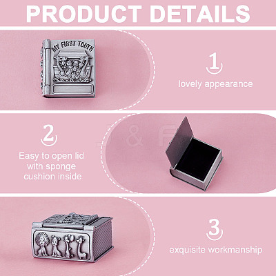 Alloy Engraved First Curl and First Tooth Keepsake Boxes CON-WH0123-18A-1