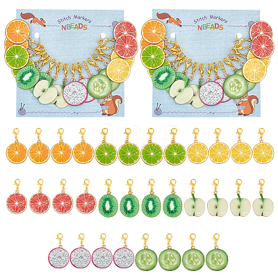 Fruit Slice Pendant Stitch Markers HJEW-AB00339-1
