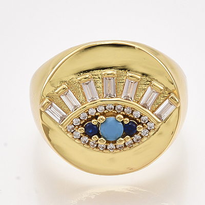 Adjustable Brass Micro Pave Cubic Zirconia Finger Rings RJEW-S044-019-1