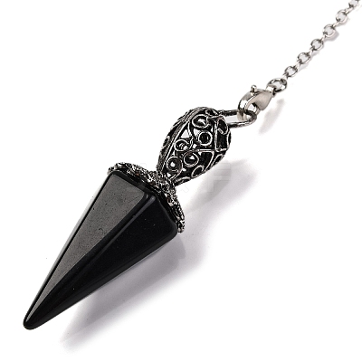 Natural & Synthetic Gemstone Pointed Hexagonal Cone Dowsing Pendulums G-Q184-03AS-1