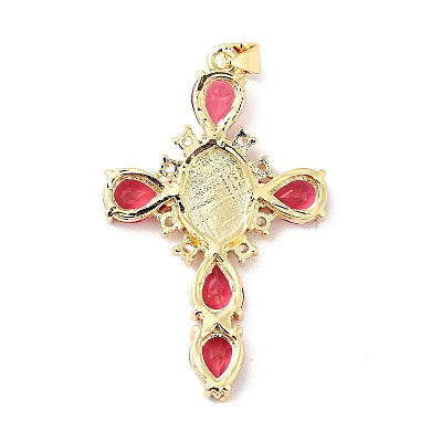Rack Plating Brass Micro Pave Cubic Zirconia Pendants X-ZIRC-I059-15G-01-1