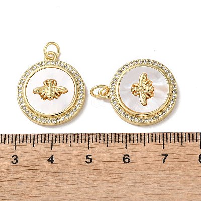 Brass Micro Pave Clear Cubic Zirconia Pendants KK-B083-20G-02-1