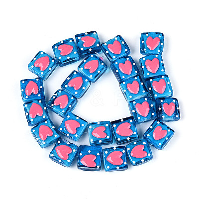 Handmade Spray Painted Lampwork Beads LAMP-N035-02E-1
