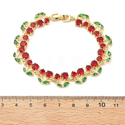 Cherry Brass Micro Pave Cubic Zirconia Chain Bracelets BJEW-L703-01A-G-1