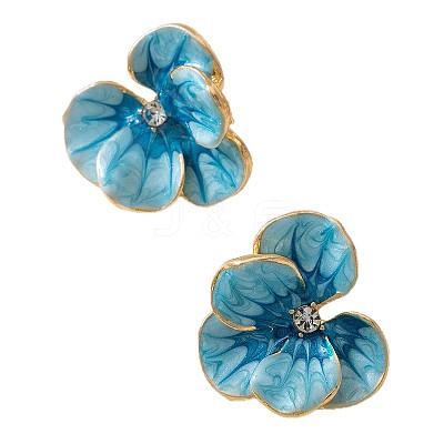 Flower Alloy Stud Earrings. with Rhinestone and Enamel FS-WGB7941-01-1