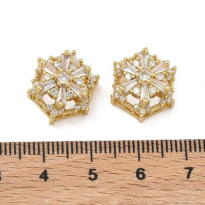 Brass Clear Cubic Zirconia Beads KK-D228-21G-1