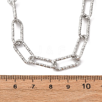 304 Stainless Steel Textured Paperclip Chain Necklaces for Women Men NJEW-A052-01P-1