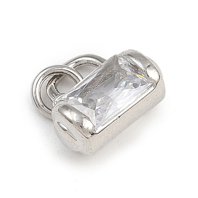 Brass Micro Pave Clear Cubic Zirconia Charms KK-A269-37P-1