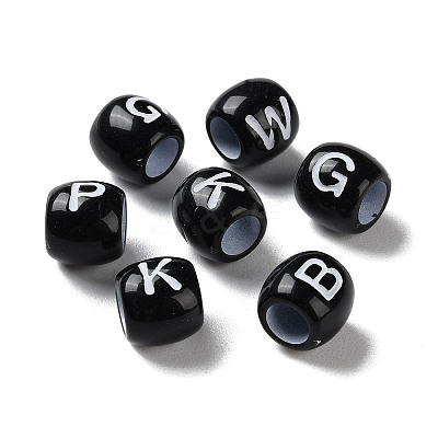 Spray Printed Opaque Acrylic European Beads SACR-P031-10B-01-1