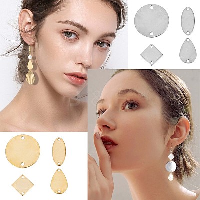 32Pcs 8 Styles Stainless Steel connector Charms STAS-SC0005-03-1