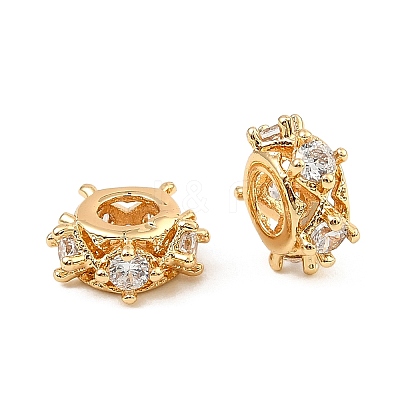 Brass Micro Pave Cubic Zirconia Beads KK-C155-13G-1