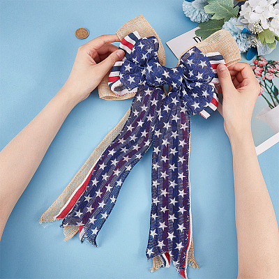 Polyester & Burlap Bowknots DIY-WH0304-570-1