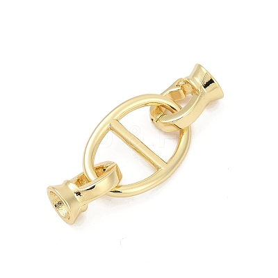 Oval Brass Fold Over Clasps KK-U062-43G-1