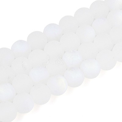 Frosted Imitation Jade Glass Beads Strands GLAA-T032-J8mm-MBB01-1