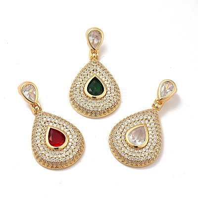 Brass Micro Pave Cubic Zirconia Pendants KK-H433-47G-1