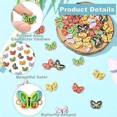 50Pcs 5 Colors Printed Alloy Connector Charms FIND-CJ0004-60-1