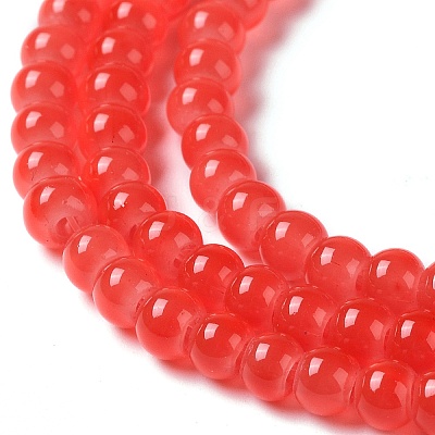 Baking Paint Imitation Jade Glass Round Bead Strands DGLA-Q021-4mm-32-1