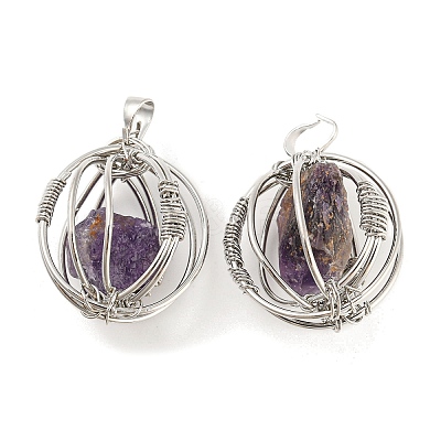 Natural Amethyst Pendants G-H293-03P-04-1