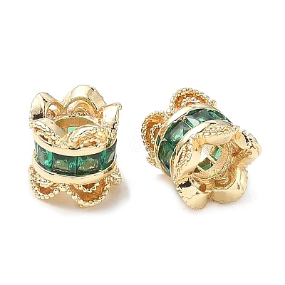 Brass Micro Pave Cubic Zirconia European Beads KK-A254-26G-02-1
