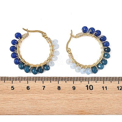 Dyed Natural Malaysia Jade Rondelle Bead & 201 Stainless Steel Hoop Earrings EJEW-JE07415-02-1