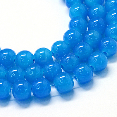 Baking Paint Imitation Jade Glass Round Bead Strands X-DGLA-Q021-10mm-13-1