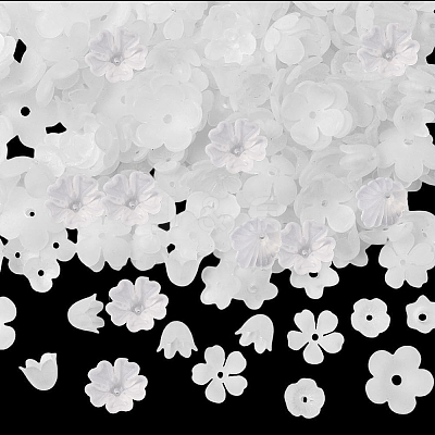 600Pcs 10 Styles Acrylic Bead Caps OACR-SC0002-37-1