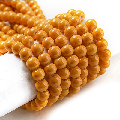 Painted Glass Bead Strands DGLA-S071-6mm-22-1