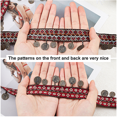5 Yards Ethnic Style Embroidery Polyester Ribbons OCOR-GA0001-19-1
