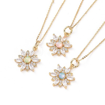 Brass Micro Pave Cubic Zirconia Pendant Necklaces NJEW-JN02523-M-1