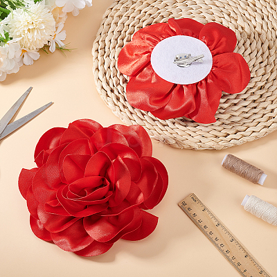 Polyester Flower Brooches JEWB-WH0021-54B-1